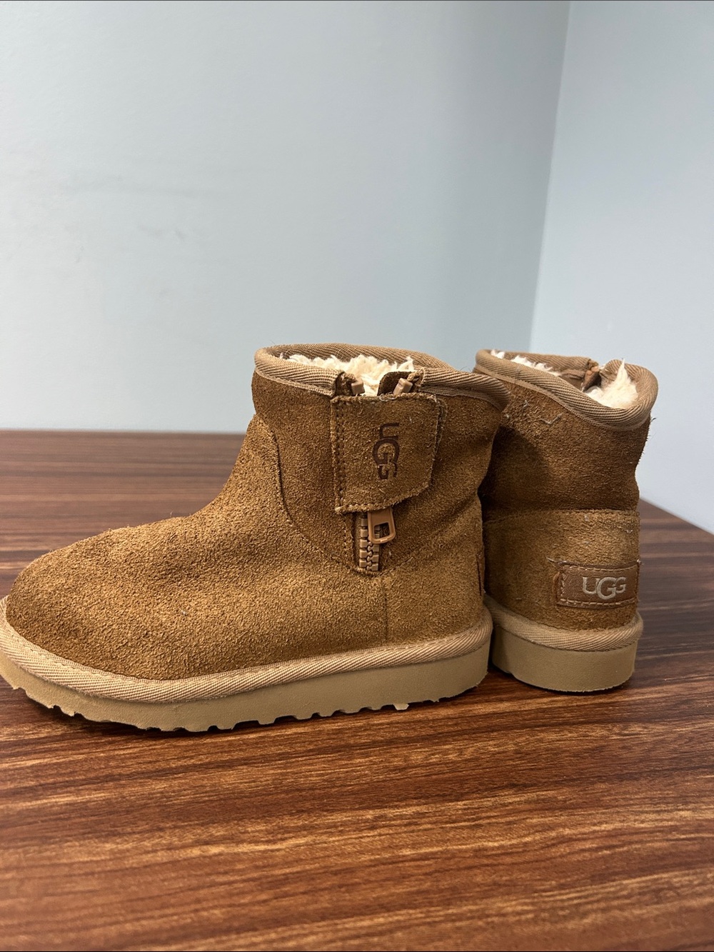 UGG Tan Suede Shearling Ankle Booties